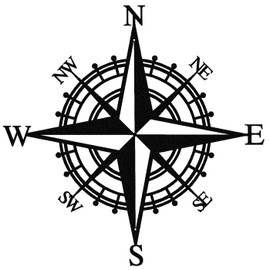 Luccyle 43 cm Large Decorative Nautical Compass, Black Metal Compass Decoration for Home, Outdoor, Living Room