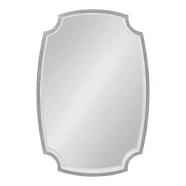 Kate and Laurel Orianne Coastal Wall Mirror, 21 x 32, White and Gray, Beautiful Traditional Mirror with Scalloped Corners for Wall