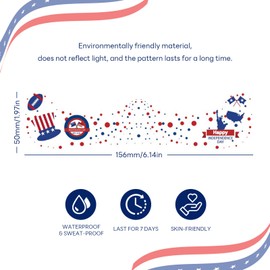 4th of July Temporary Face Tattoo Stickers Independence Day Makeup Tattoo Decals Red White Blue Statue of Liberty Patterns Face Stickers for For Adults Parade Party Decorations