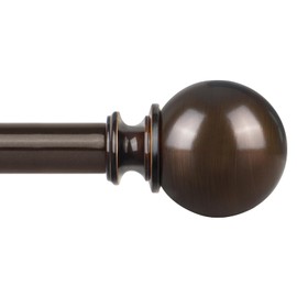 KAMANINA Bronze Curtain Rods for Windows 72 to 144 Inches, Long Curtain Rod 32 to 144 Inches (2.6-12ft), 7/8 Inch Decorative Drapery Rod with Round Finials