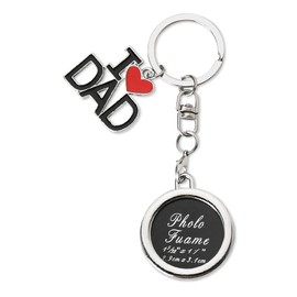 Fathers Day Memorial Gifts Keychain for Dad Birthday Gifts from Son Daughter I Love Dad Gifts for Men Picture Frame Keychains for Dad Death Anniversary Remembrance Gifts for Loss of Father Gift Ideas