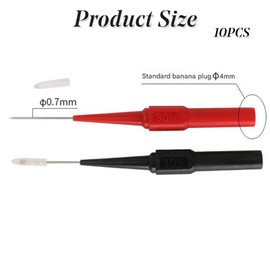 MNFPSJB 10 Pcs 0.7mm Back Probe Pins, Non-Destructive Wire Piercing Test Probes, Stainless Steel Multimeter Probes with 4mm Banana Socket for Car Repair Electrical Testing