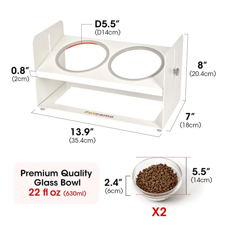 PETCOMO Elevated Dog and Cat Bowl Stand – Adjustable Height,