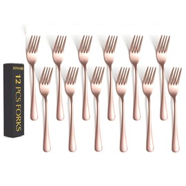 Rose Gold Fork Set of 12 Pieces, 6.8 inch Silverware forks, Stainless Steel Small Dinner forks, Kitchen Utensils for Home, Kitchen or Restaurant, Dishwasher Safe