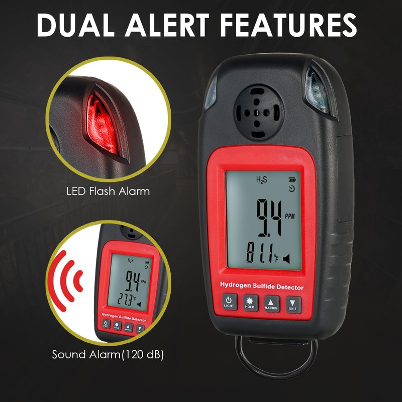 H2S Monitor H2S Gas Detector Portable Hydrogen Sulfide Detector Gas