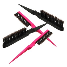 FRCOLOR 4PCS Bristles Row Comb Multi Purpose Pointed Hair Brush for Salon Home Use Durable Pig Bristle Hairdressing Tool Comfortable Grip Scalp Stimulation Random Color Random Color