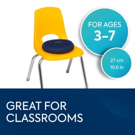 BouncyBand Wiggle Seat, Blue, 1-Pack – Small 10.75” D x 2.5” H Wobble Cushion for Kids Aged 3-7 – Sensory Tool Promotes Active Learning & Improves Productivity – Includes Pump for Easy-Inflation