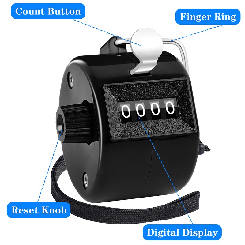 FEBSNOW 2 Pack Hand Tally Counter 4 Digital Click Counter