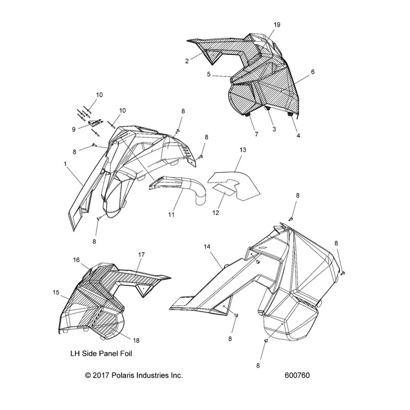 Polaris Snowmobile Side Panel Kit, Left, Foam, Genuine OEM Part