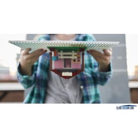 SlabDreamLab 12"X12" Slab Lite Baseplate for All Major Building Bricks and Blocks (Bright Pink, 4-Pack)