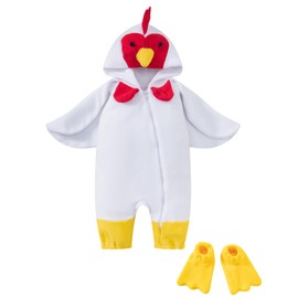 bakjuno Adorable Infant Rooster Chicken Baby Chick Animal Hooded Bodysuit with Footwear (12-18 Months)