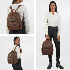 STILORD 'Bea' Leather Backpack Women's Genuine Leather Elegant – Elegant Daypack Women Medium Size – Spacious Vintage City Backpack Women – Backpack Daypack Made of Genuine Leather, Maraska - Brown