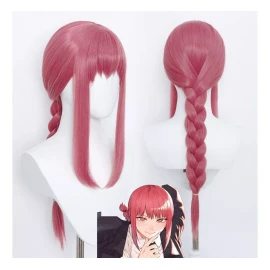 Lucky Day Peluca Makima Chainsaw Man Rosa Trenzada Con Flequillo
