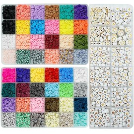 BestNow Bracelet Making Kit 48 Colors 3 Boxes Polymer Clay Beads Set Letter Beads for Jewelry Making Kit Friendship Bracelets Heshi Beads with Charms Strings Arts and Crafts Gift for Girls Adults