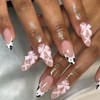 French Tip Press on Nails Pink Medium Almond Fake Nails
