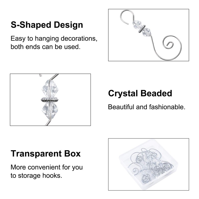 INCREWAY Ornament Hooks, 30PCS Silver S-Shaped Hangers Hook Swirl Christmas