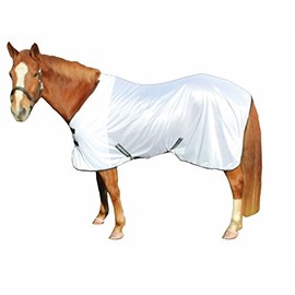TuffRider Comfy Mesh Fly Sheet | UV Protection Horse Sheet, Standard Neck, 130 Grams Breathable Polyester Mesh - White - 69