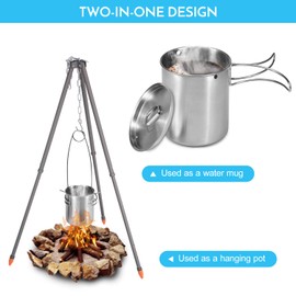 UPALDHOU 1000ml Water Bottle,Stainless Steel Insulated Bottle with 750ml Water Cup for Camping Hiking