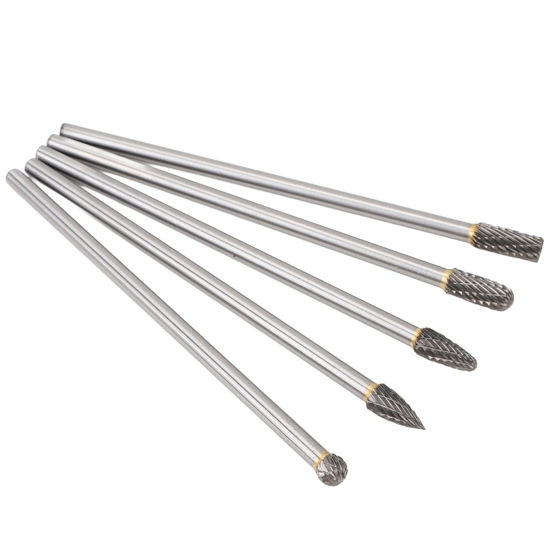 5pcs Rotary Tool Carbide Burr Set 150mm Double Grain Long