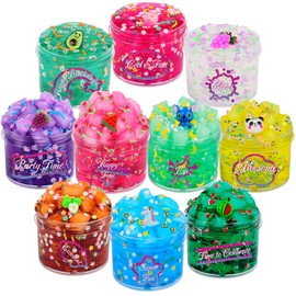 Kit de limo transparente, paquete de 10 unidades de limo transparente, no pegajoso, paquete de cubos de gelatina transparente, paquete de limo transparente, recuerdos de fiesta, juguete para aliviar el estrés y la ansiedad, para niños y niñas