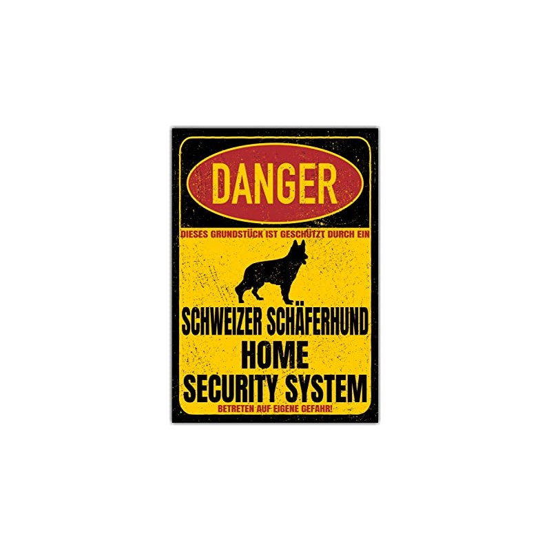 Swiss Shepherd Sign Danger Security System Door Sign Dog Sign