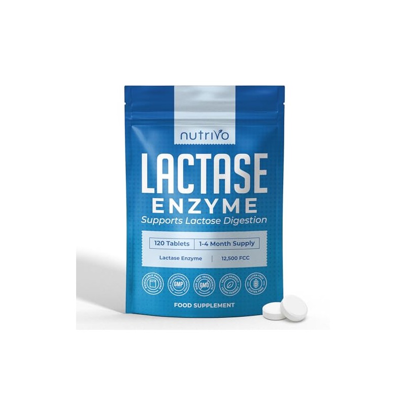 Nutrivo Lactase Tablets | High Strength Lactose Intolerance Tablets 12,500