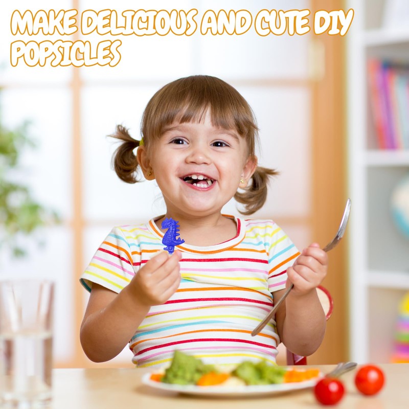 PTaizjjz Popsicles Molds,2PCS Silicone Dinosaur Popsicle Molds,Homemade Ice Pop Molds