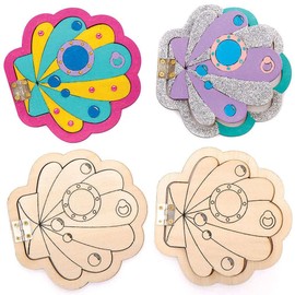 Baker Ross FC836 Mermaid Wooden Fairy Doors - Pack of 4, Wood Craft Kits for Girls, Girls Arts and Crafts Projects