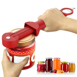 Banyaa Jar Opener Bottle Opener for Seniors with Arthritis, Multi Retractable Magnetic Can Opener, Jar Grippers for Opening Jars, Kitchen Gadgets for Weak Hands and Senior Arthritis (Red)