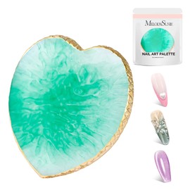 MelodySusie 1PC Heart Shape Resin Nail Art Palette, Professional Color Mixing Board for Gel Polish, Acrylics, Pigment Blending, Salon and DIY Makeup Artist Tool, Green