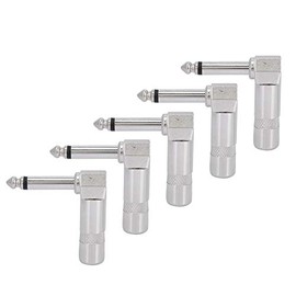 Qiilu Conector de 90 Grados de 1/4 de Pulgada, 5 Unidades, ángulo Recto, 6,35 Mm, Mono, Teléfono, Guitarra, Conector de Audio, Micrófono, Terminal de Cable, Instrumentos Musicales, Sonido en Vivo y