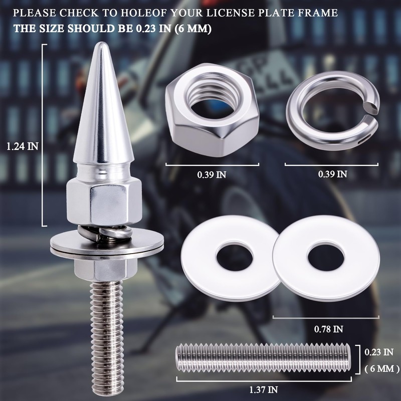 MEAJOO 4Pcs Spike License Plate Screw Fasteners Kit, Decorative Anti-Theft