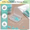 12 Pcs Small Plastic Boxes with Hinged Lids, Rectangle Clear