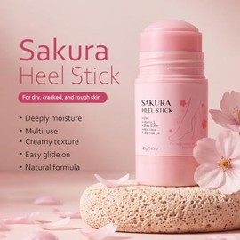 Japan Sakura - Barra para el talón del pie, reparación de pies agrietados en el talón con manteca de karité, hidratante para eliminar la piel muerta, 