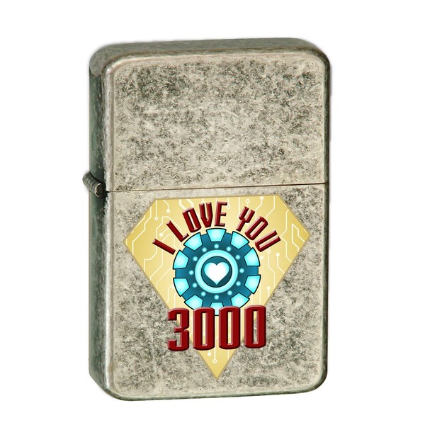 I Love You 3000 Metal Heart Reactor Film Parody KGM Thunderbird Vintage Lighter - Vintage Silver
