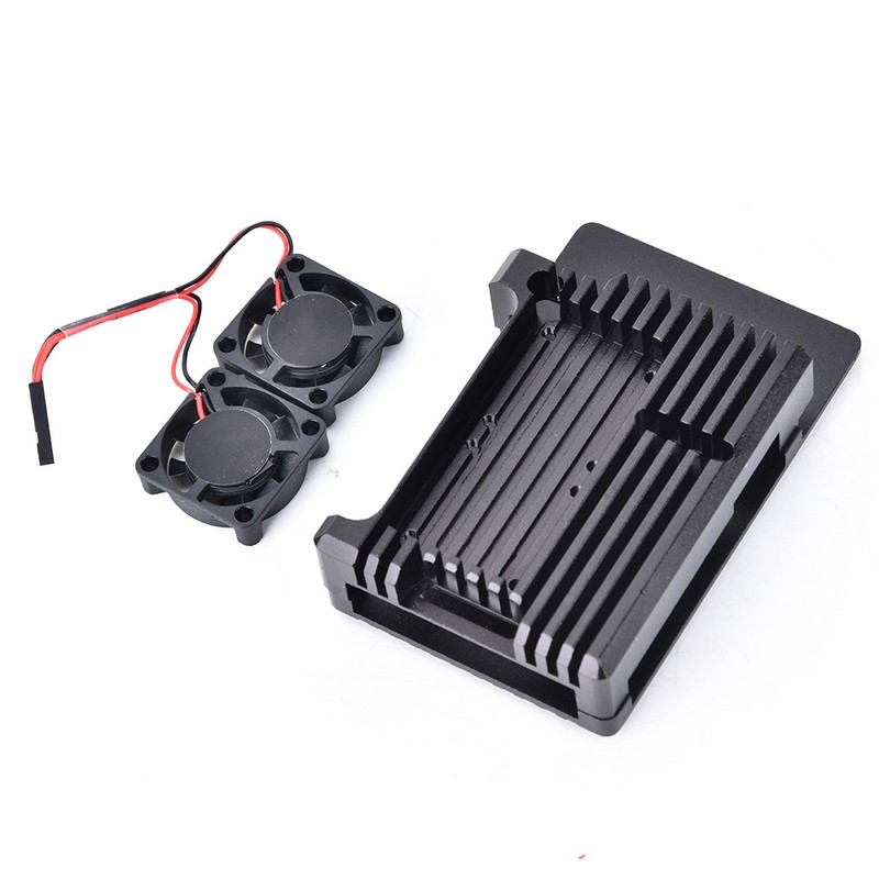 For Raspberry Pi 4B Black Aluminum Alloy Protective Box Enclosure