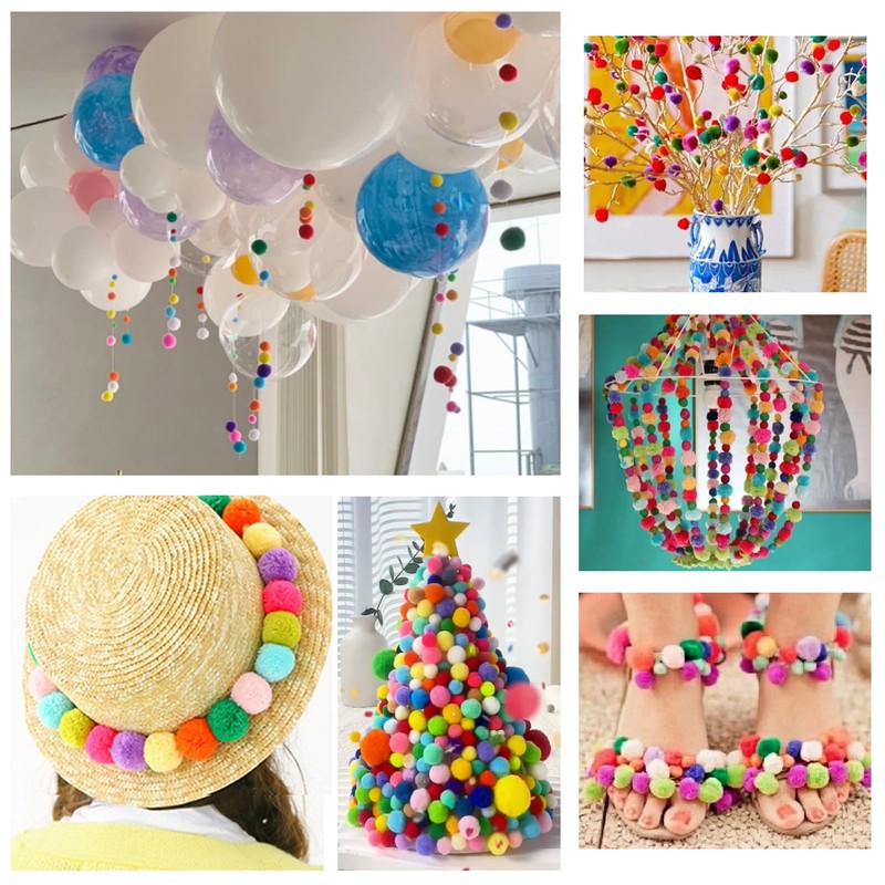 TOAOB 300 Pieces Pompoms 30 mm Colourful Pompom Fluffy Plush