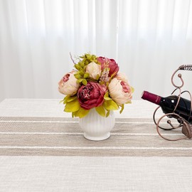 LZTDRZH Artificial Peony Flowers with White Pots, 12 Inches Tall, Pink Peonies Artificial Flowers