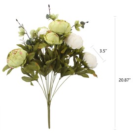 Duovlo Duovlo Fake Flowers Vintage Artificial Peony Silk Flowers Wedding Home Decoration,Pack of 1 (New Green)