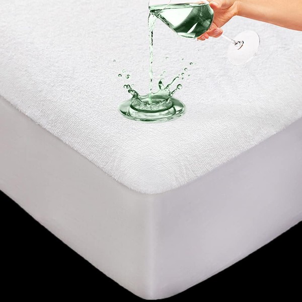 Non-Allergenic Waterproof Terry Towel Mattress Protector 100% Non Noisy Fitted