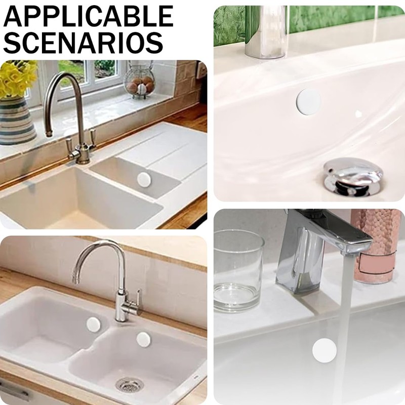 DULZEN Pack of 6 Sink Overflow Cover Overflow Covers for