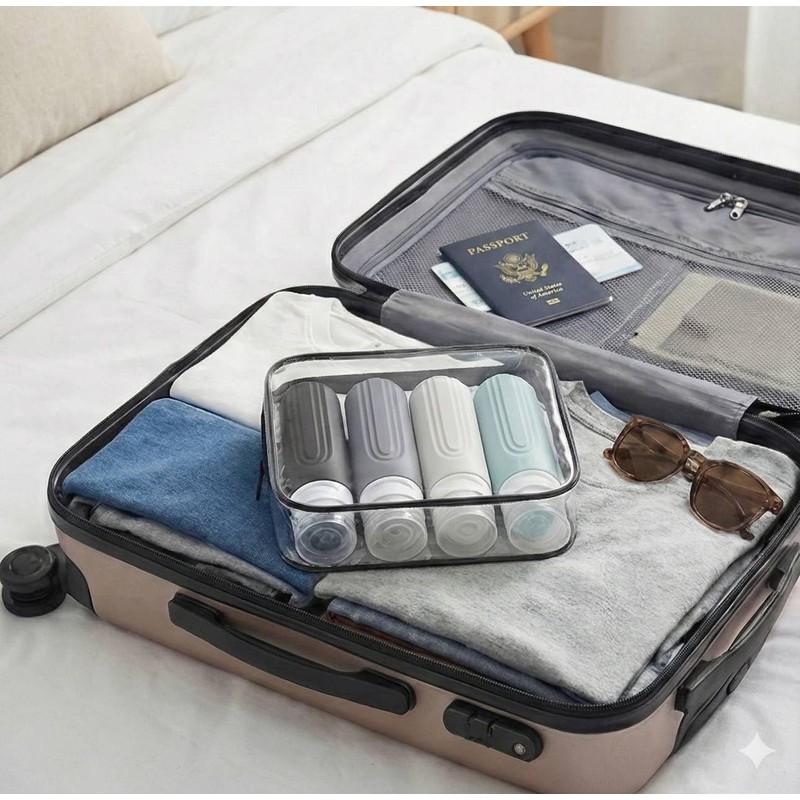 Travel Bottles Travel Set 2026 Triple Lid Leak Proof Shampoo