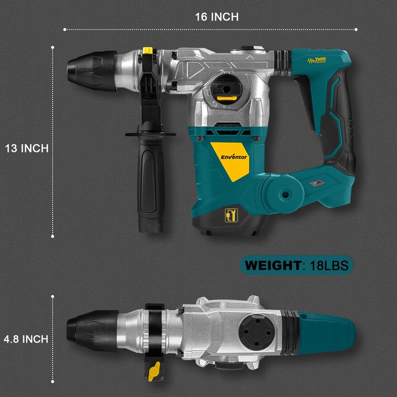 Enventor 1-1/4 Inch SDS-Plus 12.5A Heavy Duty Rotary Hammer Drill