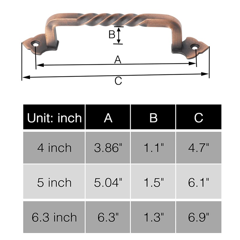 Ouvin 6 Pack Barn Door Pull Handle Hardware for Wooden