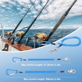 6 Pack Fishing Lanyard Steel Wire Coiled Lanyard Tool Lanyards for Hand Tools Kayak Retractable Tool Leash Fishing Rod Safety Lanyards Gear with Alloy Clips for Pliers Boating(Red, Green, Blue)
