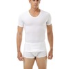 Underworks Mens Microfiber Compression V-Neck T-Shirt, Medium, White
