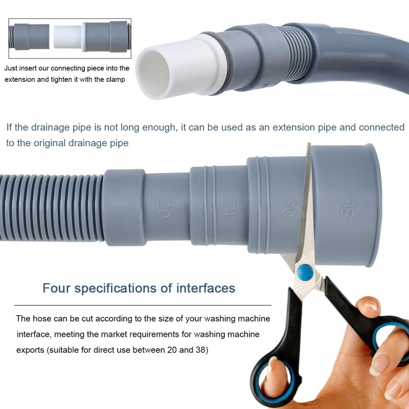 20FT Flexible Corrugated Drain Hose for Washing Machine & Dishwasher