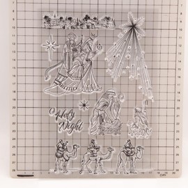 Arbuya Christmas Jesus Clear Stamps for Card Making or Journaling X-Mas Camel Holly Night Rubber Stamps for Scrapbooking Journals Paper Crafts Decoration