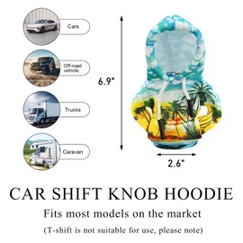 Yourkar Car Shift Knob Hoodie Cover, Funny Gear Shift Knob Protector, Mini Warm Hoodie Shifter Decoration Cover for Most Cars, SUVs, Trucks, Universal Interior Car Accessories (Coconut Tree)