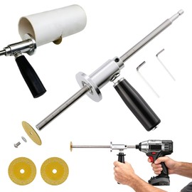 Internal Pipe Cutter, Pipe Cutter Tool with Diamond Grits Cutting Wheel Pipe with Handle, Stainless Steel Plumbing Inside Plastic Hose Cutting Tool for Drill 1/2 to 8 Inch, 7" Adjustable Cutting Depth